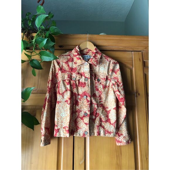 Coldwater Creek Linen Blend Orange Button Up Shirt Jacket SZ PM - Picture 1 of 11